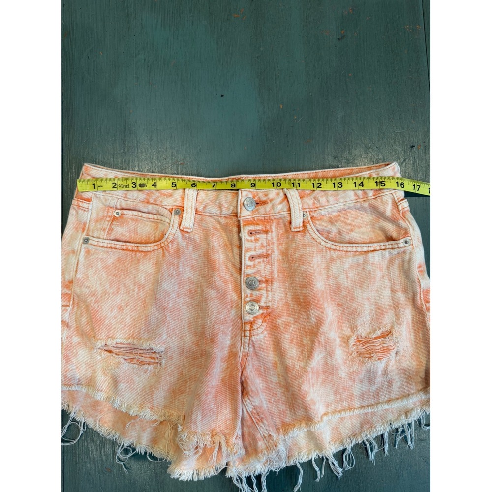 We The Free Free People Orange Acid Wash Denim Cut Off Shorts Size 28 OB1071936 - Picture 6 of 8